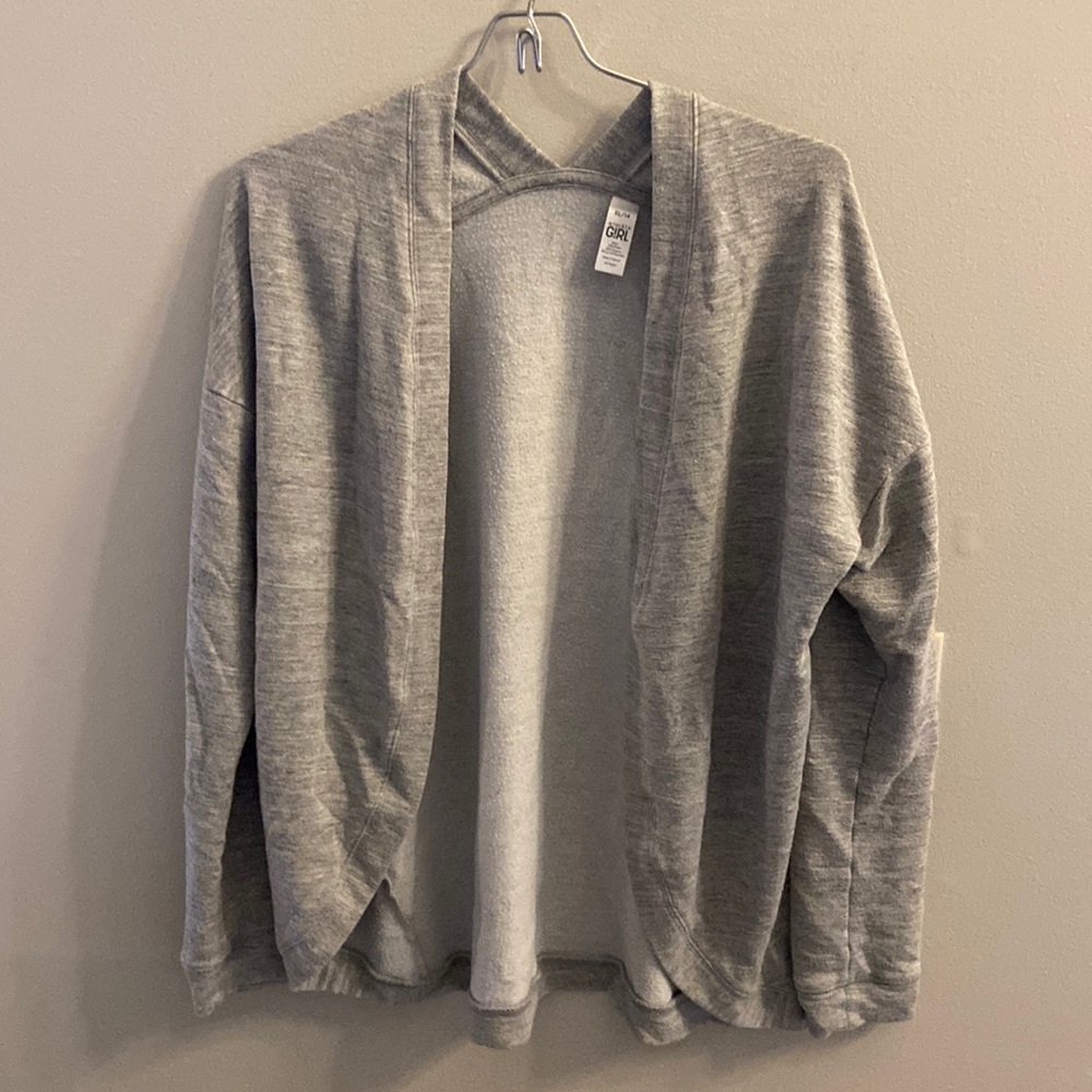 Athleta Girl Grey Cardigan Dance Athletic Cover-up Sweatshirt sz XL 14